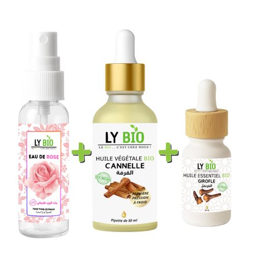 ليبيو باك ماء ورد 100 مل + زيت قرفة 50 مل - ماصة + زيت أساسي للقرنفل 10 مل
