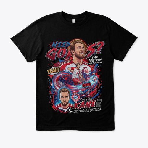 Premium Quality T-shirt Harry Kane Bayern Munich, Football Goal Machine, Graphic Anime T-Shirt for Men - Black
