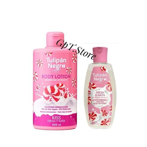 Lotion (400ml)+Huile corporelle (200ml) Fraise & Crème ( Fresa & Nata)