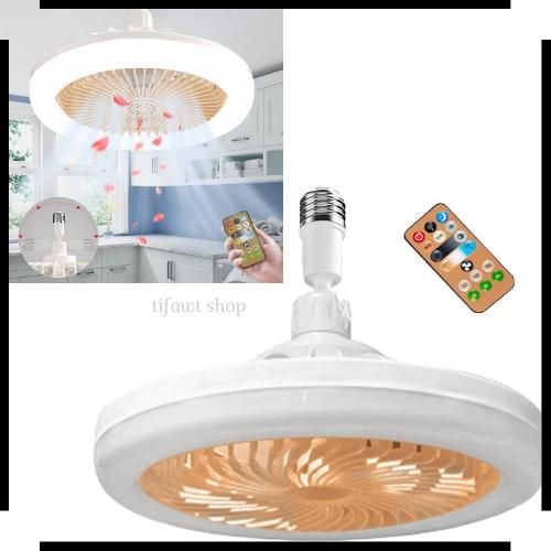 Ventilateur de Plafond LED avec Télécommande – Ampoule Ventilateur Silencieuse E27, 3 Vitesses, Design Moderne