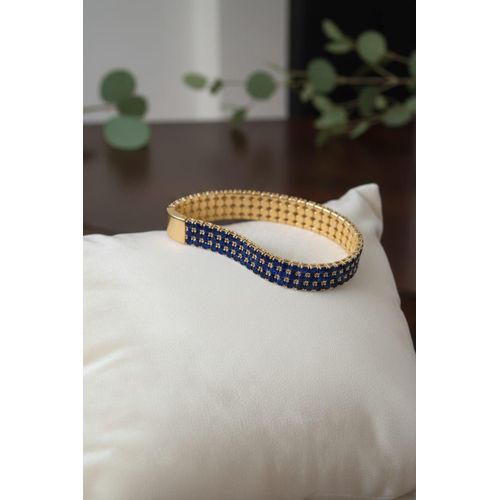 Bracelet cristal bleu plaque or 14K XP