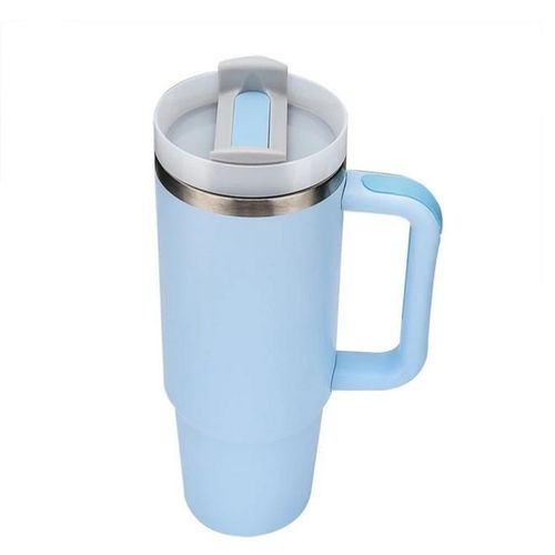 كوب معزول عالي السعة مع مقبض وغطاء – أزرق فاتح
