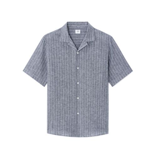 Chemisette regular en lin et coton - BLUE DARK RAY -