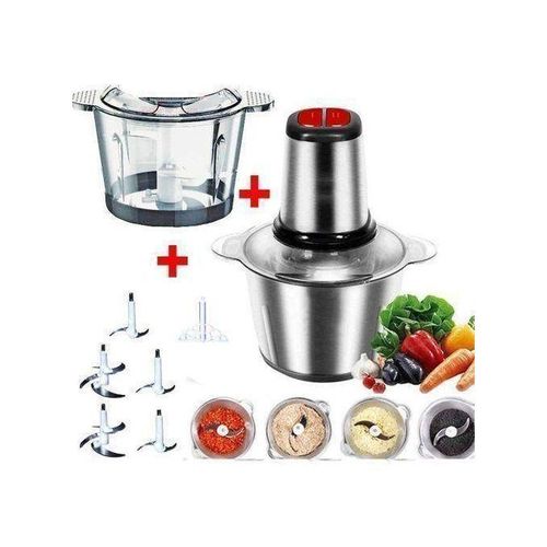Cooking Hachoir lectrique 2 bols Inox et Verre 5 Lames et batteur et spatule 3L Moulins pices
