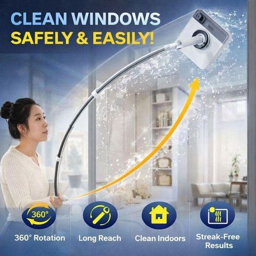 Nettoyeur de Vitres Télescopique– ête Pivotante 360° – Raclette Professionnelle pour Fenêtres Hautes et Zones Difficiles d’Accès