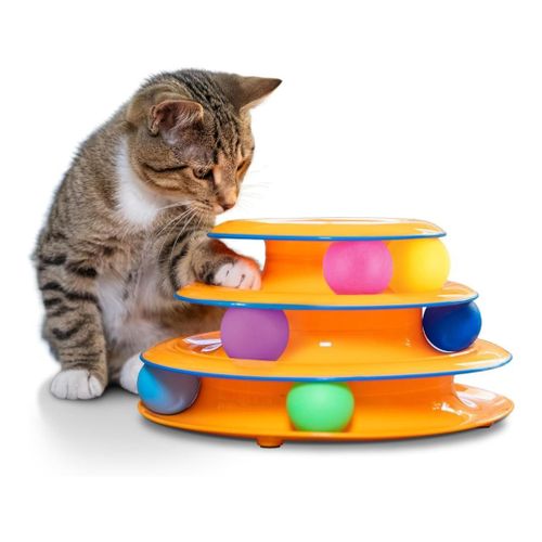 Tour de Jeu pour Chat – Piste Interactive à 3 Niveaux avec Boules
