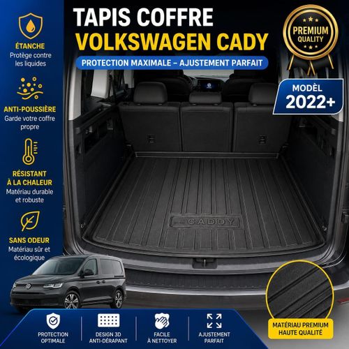 Tapis de Coffre Sur Mesure Volkswagen Caddy – Modèle 2022+ en TPE Premium – Étanche, Antidérapant, Haute Protection