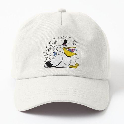 Bec en lair Motif plican ludique avec chapeau haut-de-forme casquette blanc unique