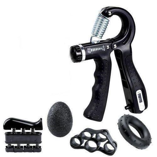 Kit 5Pcs d’Exercice de Main – Hand Grip Adjustable 10-60kg, Résistance Réglable, Grip Ball & Anneaux – Appareil de Rééducation, Anti-Stress & Renforcement Poignet, Doigts, Avant-Bras – Set Fitness Portable avec Sac