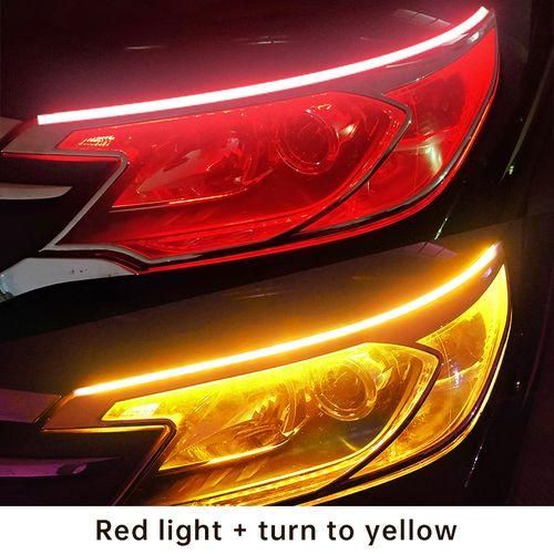 Feux de jour LED pour voiture,bande Flexible et étanche,feux de voiture,feux de freinage,60CM,2pes