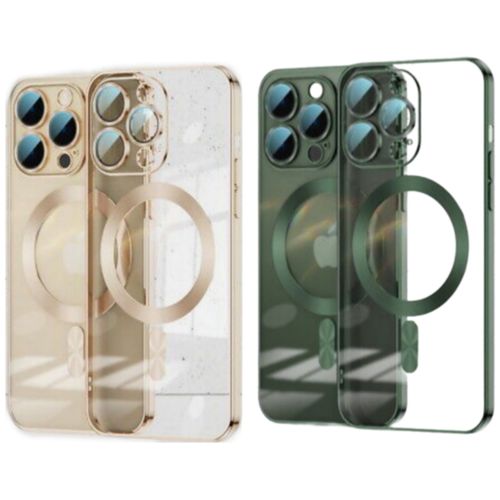 2 Pochette transparent IPhone 12 pro belle case Haut Qualité Vert Gold