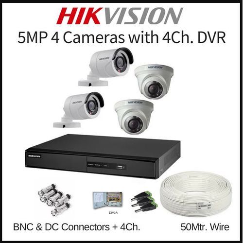 Kit Complet de cameras de surveillance Turbo HD DVR 4CH Pro + 2 Caméras Dome 5MP et 2 Extérieur Jour/Nuit