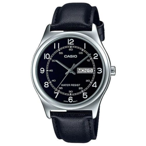 Montre homme - MTP-V006L-1B2UDF - Dateur *jour/mois* -Bracelet cuir noir
