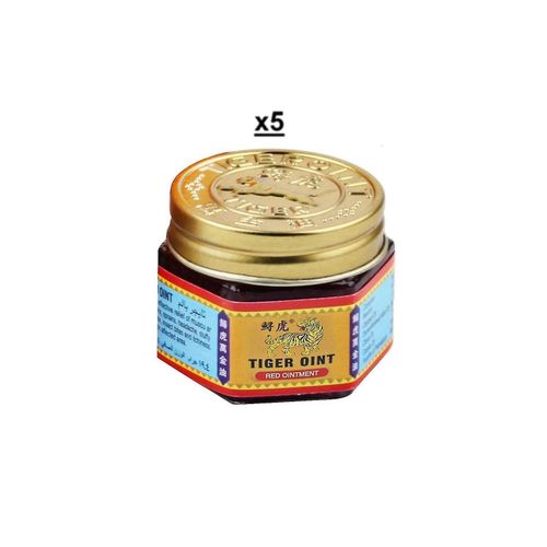 Tiger Balm Red 5x19g Le Baume Chauffant Ultra-Puissant pour Douleurs Musculaires