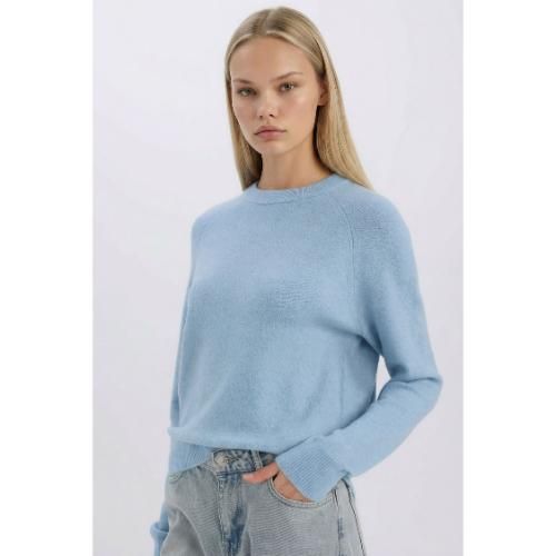 Pull Femme coupe regular en acrylique - Bleu - D8678AX.
