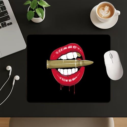1pc Petit tapis de souris sur le thème des lèvres rouges, tapis de souris en caoutchouc antidérapant de petite, Mini tapis de souris, petit tapis de clavier mécanique pour joueurs PC, programmeurs, bureau à domicile