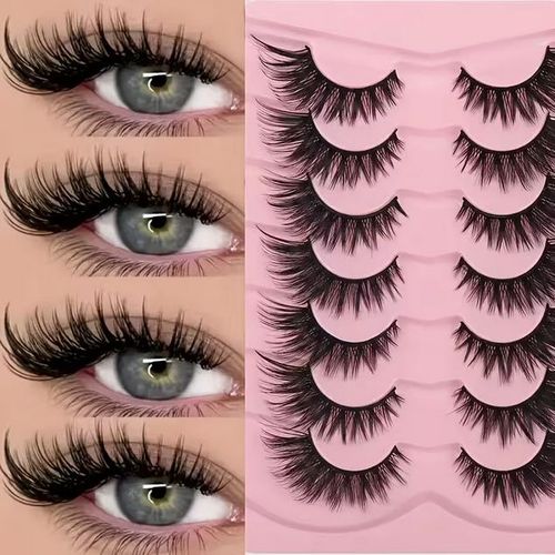 Lot de 7 Paires Faux Cils Œil de Chat – Cils Volumineux Effet Naturel Style Vison