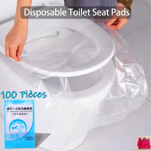 Lot de 100 Couvre-sièges pour abattant Toilette WC étanche jetable + Sticker