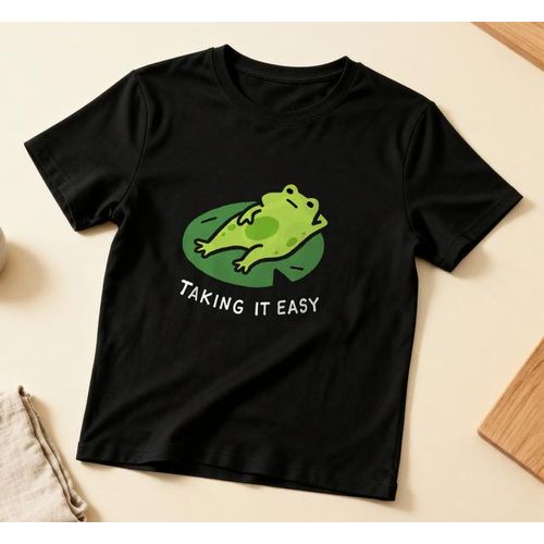 T-shirt Unisexe – Taking It Easy Frog - grenouille verte nénuphar - Noir