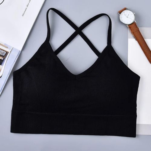 Soutien-gorge de sport avec coussinets amovibles sans couture et confort bretelles dans le dos haut court sans fil pour fitness yoga