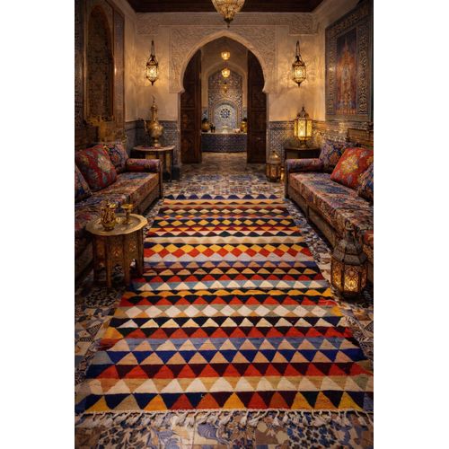 Tapis marocain berbère multicolore – 200 × 116 cm