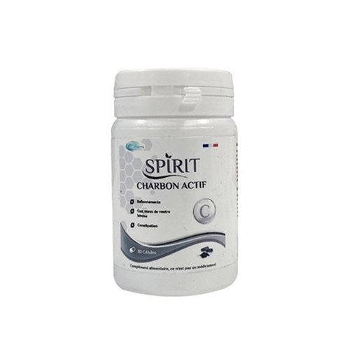 Charbon Actif Spirit - Complément Alimentaire pour Confort Digestif, Anti-Ballonnements et Gaz - 50 Gélules