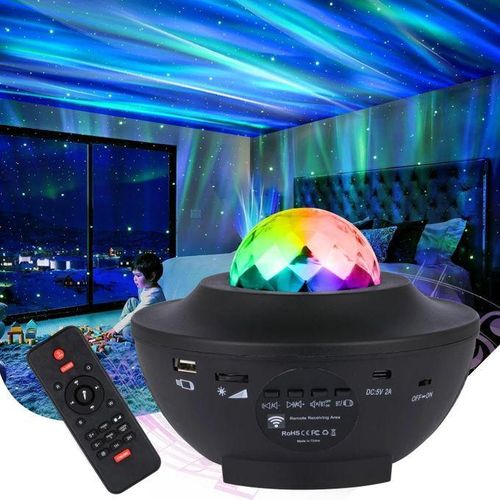 Projecteur LED Étoiles et Galaxie avec Haut-Parleur Bluetooth 16 Effets Lumineux Projecteur Aurores Boréales avec Télécommande Veilleuse Décoration Chambre