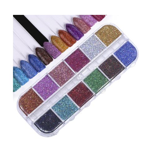 Feuilles dores de 12 couleurs magnifiques ongles