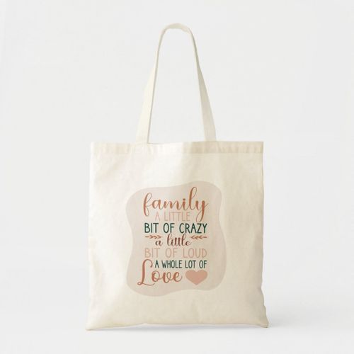 Tote Bag Family Quote In Abstract Terracotta Unique, haute qualité