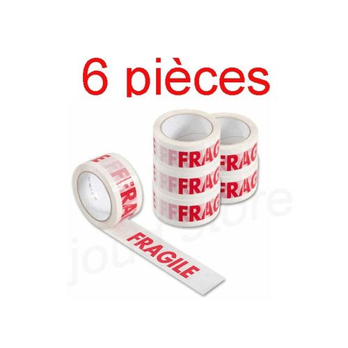 LOT DE 6 RUBAN SCOTCH blanc impression fragile