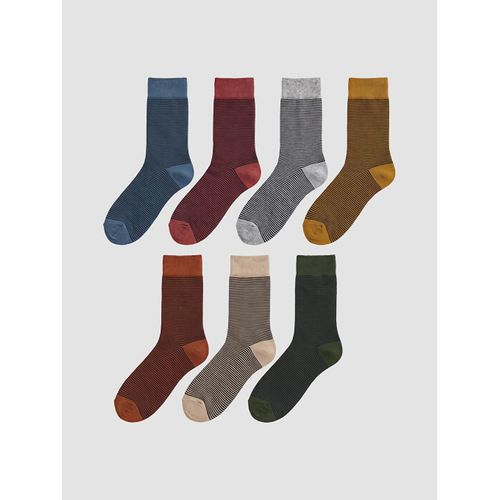 Chaussettes de cheville rayées pour homme, lot de 7