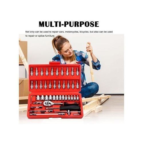 Coffret à outils polyvalent 46 Pcs Tournevis et jeu de douilles de précision