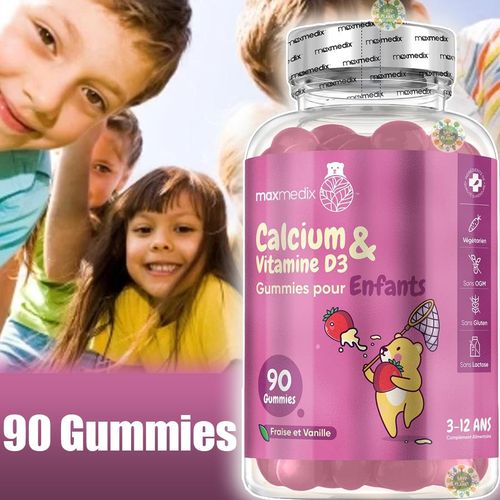 Calcium Vitamin D3 Gummy Bears for Children - 90 Vegetarian Gummies