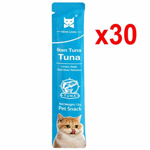 30pcs x 7.5Gr Délicieuses friandises pour chats favorisant la prise de poids et le bien-être des joues - Bâtonnets à mâcher humides (POISSON))