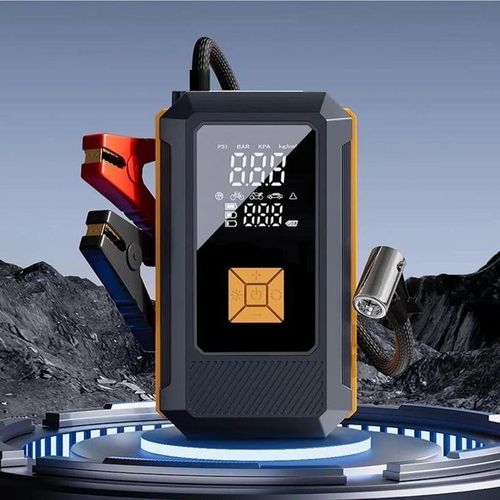 Démarreur de Batterie Gonfleur 2 en 1 150 PSI Compresseur dAir Portable 148V Booster 1000A Écran Digital USB-C Lampe LED