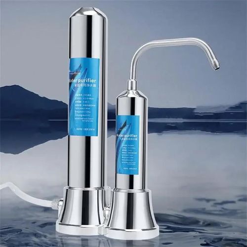 Filtre à eau robinet, purificateur d’eau inox, filtre ultrafiltration cuisine, double filtration anti-chlore, élimination impuretés, eau potable pure, filtre robinet acier inoxydable, installation facile, purificateur anti-tartre maison