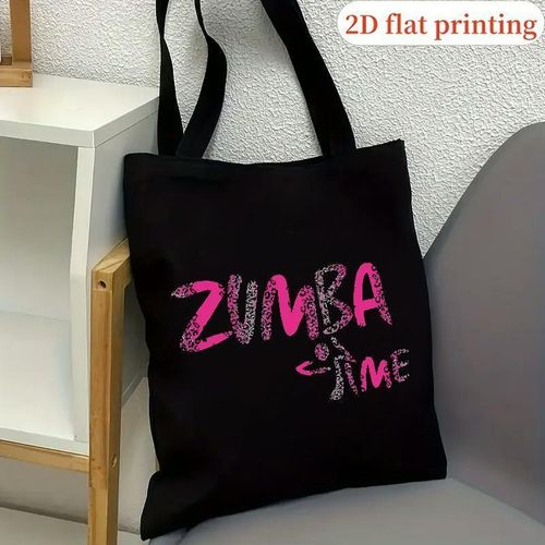 Sac fourre-tout de danse Zumba pour femmes - Noir avec lettrage rose et logo Zumba, bandoulière décontractée et durable pour la gym, les voyages, la plage, le shopping - Format A3, sangle fixe, lavable à la main, construction robuste, pour les passionné