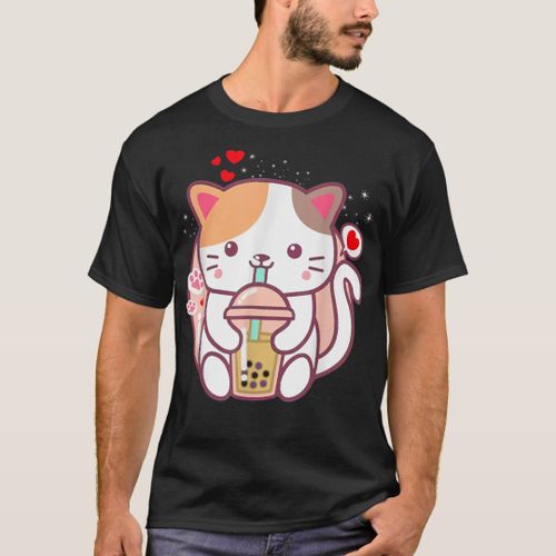 Cat Boba Tea Bubble Tea Kawaii Anime Japanese Neko T-Shirt