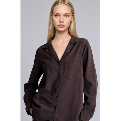 Chemise oversize longue en lin mélangé