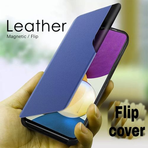Pochette Samsung A73 de Luxe Flip cover et support Détachable en Cuir Bleu