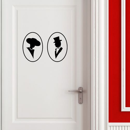 Autocollant Sticker toilettes élégantes-Noir-SE0047