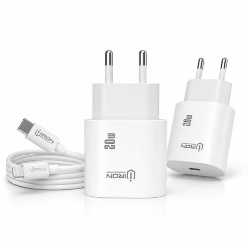 Chargeur Secteur USB-C 20W Power Delivery – Charge Rapide avec Câble USB-C vers Lightning – Adaptateur Mural Compact – Compatible iPhone, iPad et Appareils USB-C