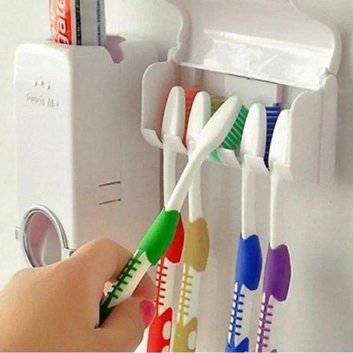 Distributeur automatique de dentifrice & Support pour brosses à dents
