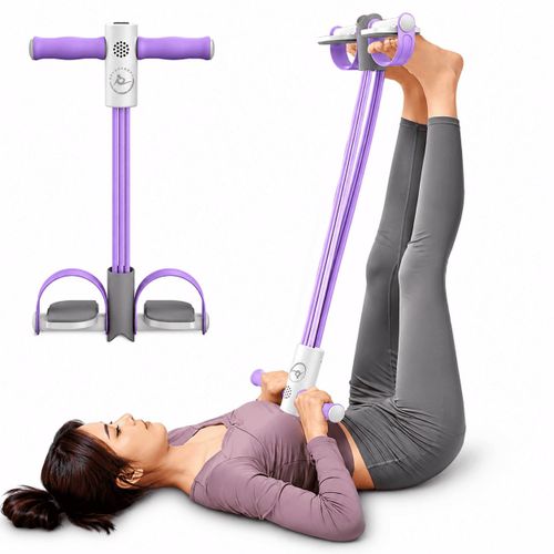 Corde de Résistance Élastique à 4 Tubes avec Pédales - Appareil de Fitness pour Abdominaux et Taille