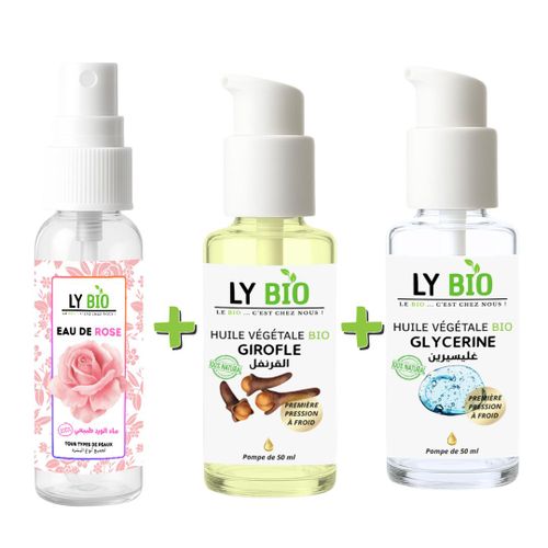 ليبيو باك ماء الورد 100 مل + زيت القرنفل 50 مل - مضخة + زيت الجلسرين 50 مل - مضخة