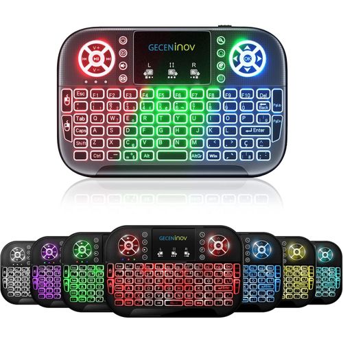 لوحة مفاتيح لاسلكية صغيرة مع لوحة لمس وأزرار وسائط متعددة لتلفاز ذكي وأجهزة HTPC - اتصال بتردد بسيط