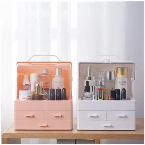 Organisateur de Maquillage avec Couvercle Anti-Poussière – Boîte de Rangement Grande Capacité pour Cosmétiques, Parfums, Bijoux et Accessoires de Coiffeuse