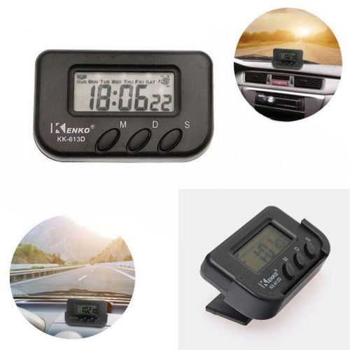 Horloge digitale compacte multifonctions pour voiture – alarme, date et chronomètre intégré