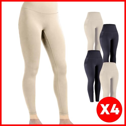 Pack De 4 Legging 2Noir+2Biege Confortable pour Femme Sous-vêtements Maison