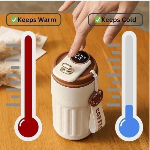 كوب قهوة حراري 400مل من الستانلس ستيل – ترموس ذكي بشاشة عرض درجة الحرارة LED – زجاجة ماء محمولة مضادة للتسرب للمكتب والسفر والرياضة إلخ